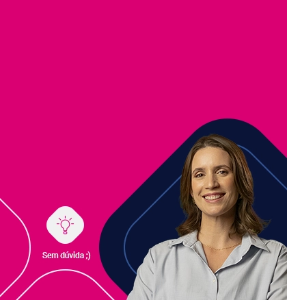 Fundo rosa com mulher sorrindo